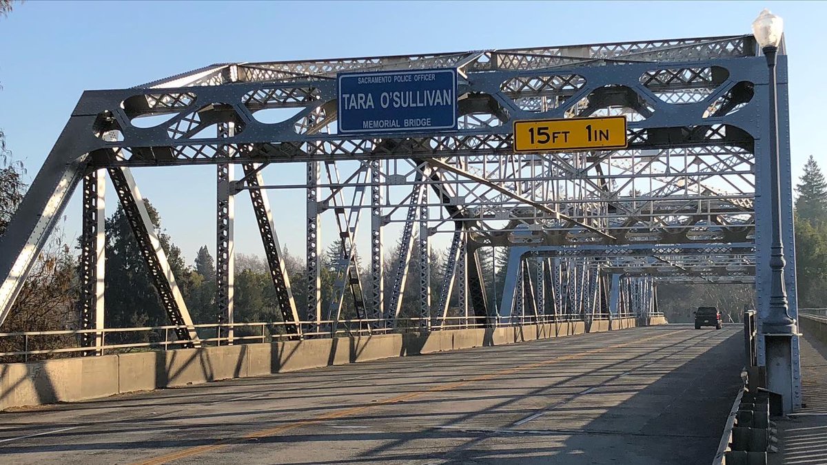 SacPolice's tweet photo. The American River H Street Bridge is now officially the Officer Tara O’Sullivan Memorial Bridge. Thank you to @thecityofsac and Council member Jeff Harris for making this happen. https://t.co/gwTB2WTT9K