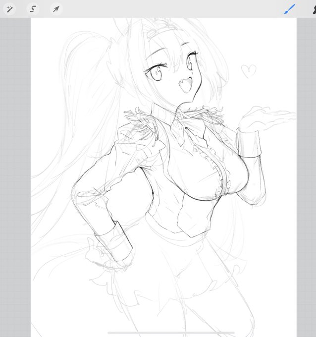 Procreate凄いな…思った線が直感的に描ける…紙にシャーペンで描いてる感じでストレスが少なく線が引けるな 