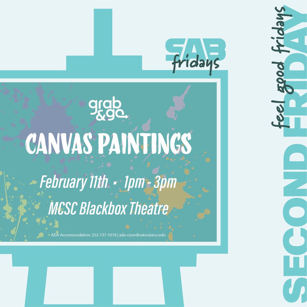 Have the passion for 🎨 ing but haven't 🎨ed in a while? Well, don't worry no more. JOIN SAB in second Fridays: Feel Good Fridays, as we give out FREE canvas 🎨 ings!!!