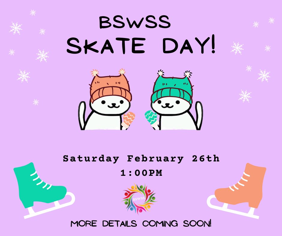 CU_BSWSS's tweet image. We&apos;re going skating!! ❄️❄️❄️ Join us on Feb 26th for our BSWSS: Skate Day. More details coming soon 😊