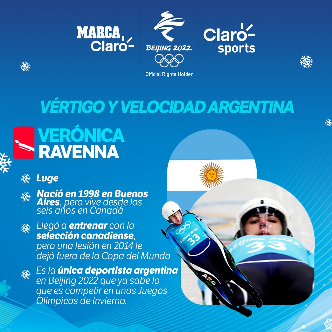 ¡TODA ARGENTINA ESTÁ CONTIGO!👏🇦🇷

Latinoamérica está presente en los Juegos Olímpicos de Invierno #Beijing2022 con Verónica Ravenna. A pesar de vivir en Canadá, no olvida el amor por su país y ahora buscará llevar una medalla a casa ¡No estás sola, todo una nación te respalda!🤩