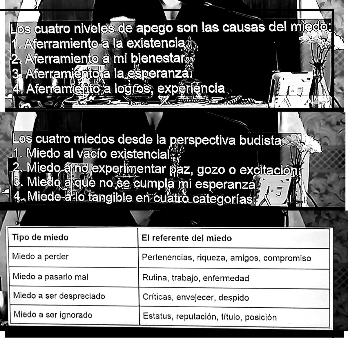 DoctorShepard's tweet image. Contra el miedo

Desarrollar la virtud de 1 la #generosidad, 2 la #autoestima.

3 el #equilibrio mental. Cuerpo táctil + respiración

Cultivar 3 el #altruismo. La compasión.

Cultivar 4 la #realidad. Reconocer la interdependencia y aceptar que todo está en movimiento.