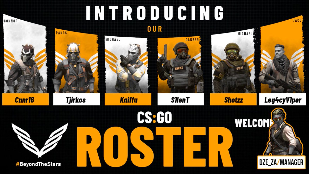 AscendEsportsZA's tweet photo. ❗️Announcement❗️
As we are venturing into the #CSGO scene, we would like to give our New Roster a Warm Welcome 
- Michael (Kaiffu) @KaiffuCS 
- Panos (Tjirkos) @TjirkosCs 
- Michael (Shotzz) @shotzzcs
- Connor (Cnnr16) @Cnnr161 
- Darren (S1lenT) @S1lenTcs 
- Jaco @Leg4cyV1per https://t.co/wVRFbNlMGq