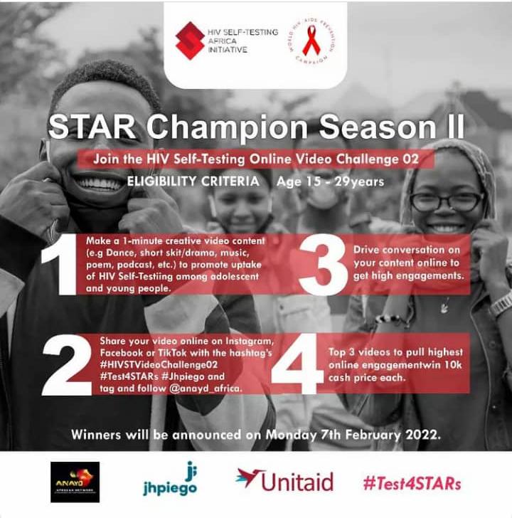 kayodeteslim's tweet photo. Winners to be announced tomorrow #HIVSTVideoChallenge02
#Test4STARs
@anayd_africa
@Jhpiego
@UNAIDS https://t.co/txQMNL33uw