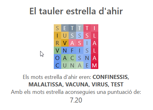 El plat gran de la sopa del dia d'ahir dissabte es podia resoldre amb mots de molta actualitat, ho vau aconseguir?

escudelletres.cat