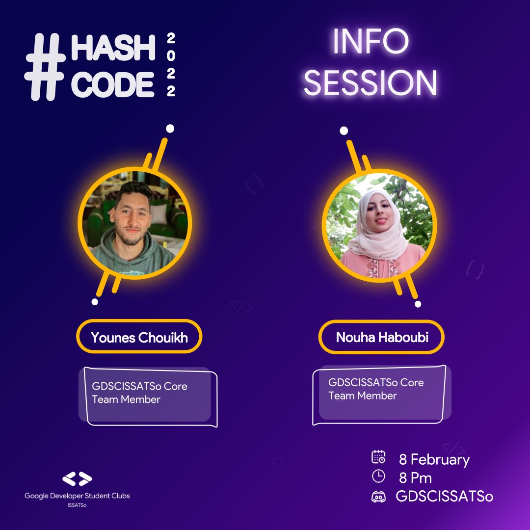 gdgc_issatso's tweet image. Do you want to participate in an international competition ?
Hash Code is the one for you .The 1st awareness session for the event Hash Code is on the 8th of February .
Our info session will take a place on our discord server:
discord.gg/BqYvdM2b
#GDSCISSATSo
#hashcode2022
