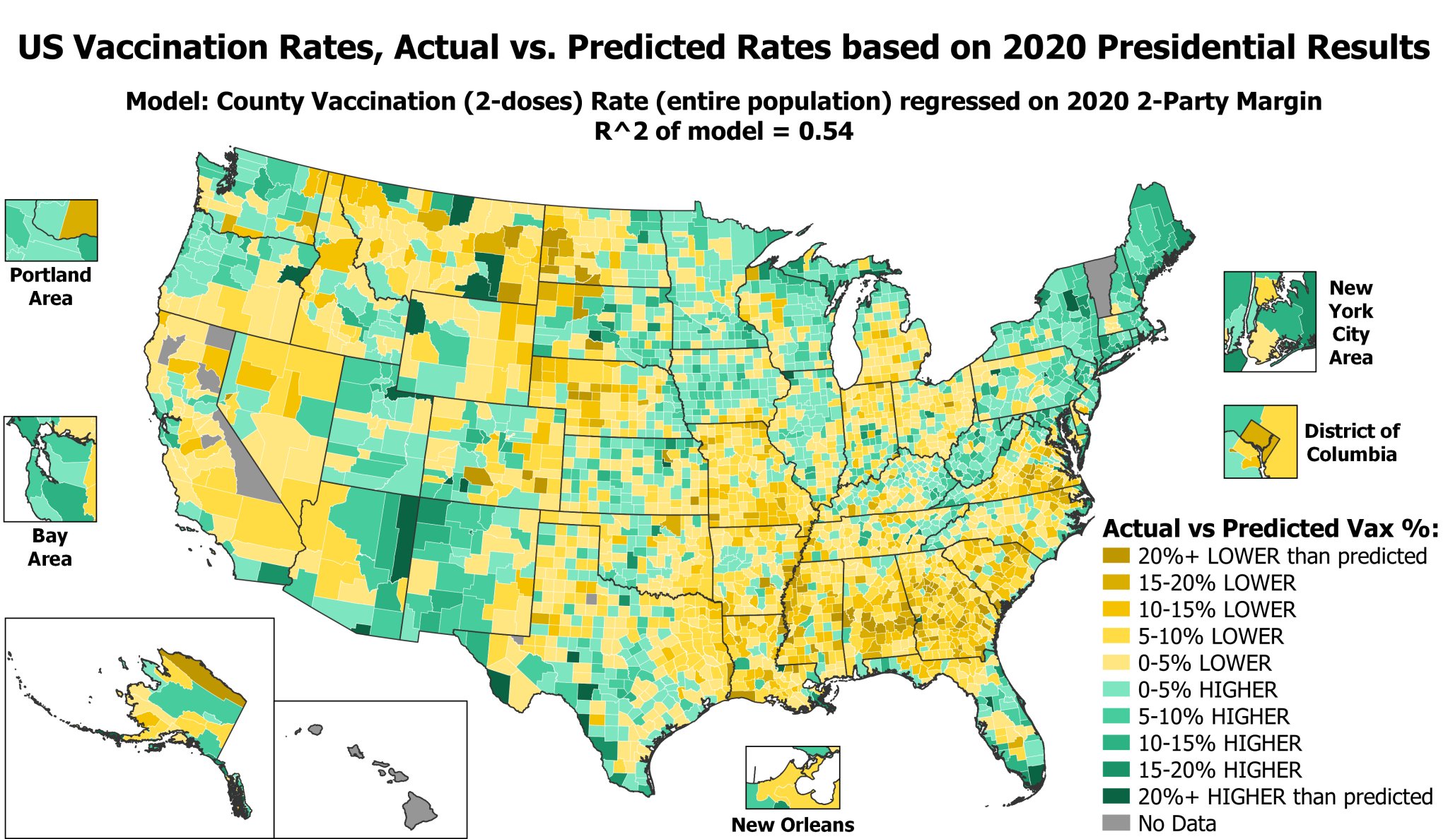 Mill 🤝 on Twitter "Regressed US vaccination rate by county on 2020