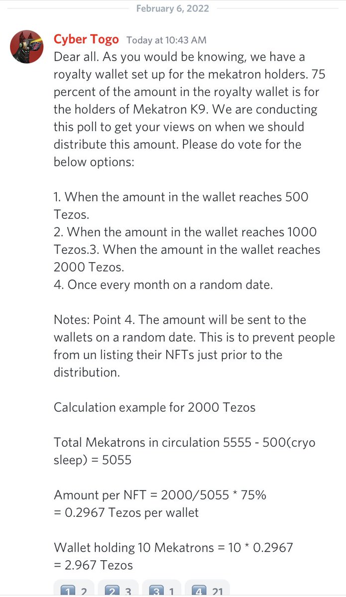 #mekatron - Community driven. Enjoy seeing this team engagement with the community… #CleanNFT #tezos  #NFTGame join the community discord.gg/SRbGyMwX