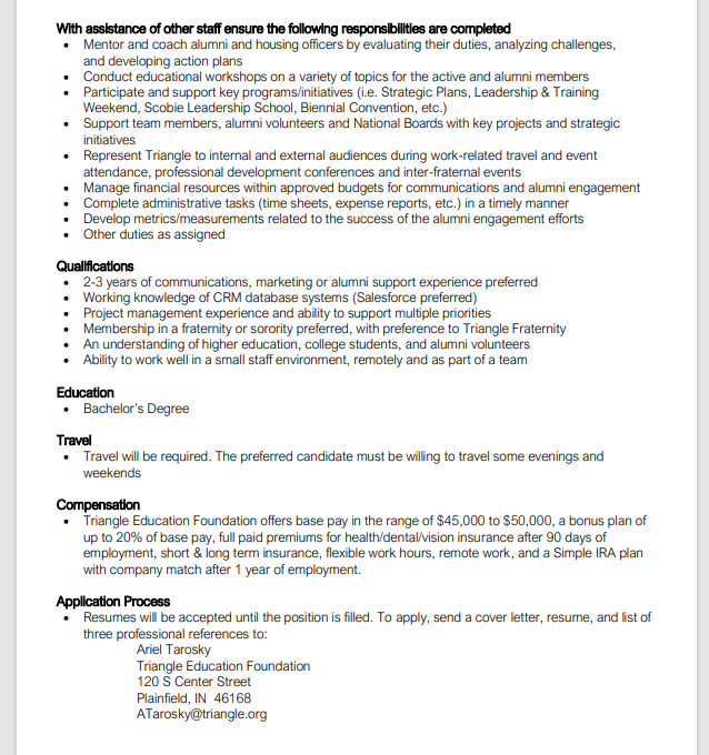 HESAOhio's tweet photo. (1/2) The Triangle Education Foundation is hiring two positions: Director of Alumni Engagement &amp; Stewardship and Director of Development. Great opportunities for 2nd year cohort and above. Check out their full job descriptions here: https://t.co/DfqFMX6oE1