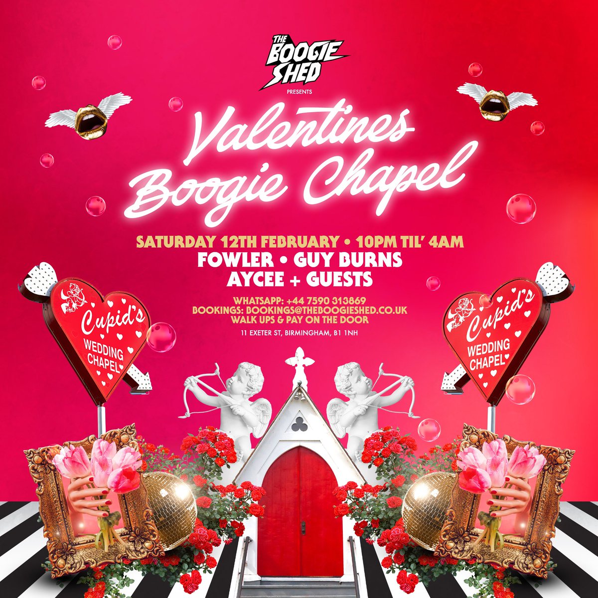 💒 The Boogie Chapel awaits you this Saturday!

Whether you’re in the Love Shack ❤️‍🔥 or Heartbreak Motel 💔… we’ve got you covered 😍!

Music all night long by the Boogie residents Fowler &amp; Guy Burns plus city guest Aycee joins us!

#TheBoogieShed