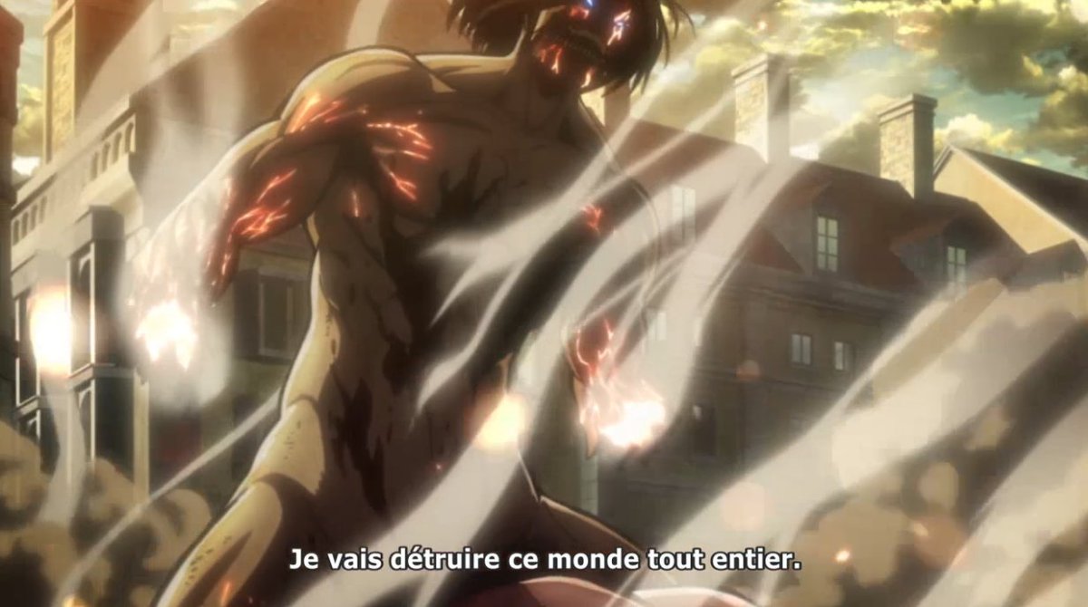 Shingeki_France's tweet photo. "Je vais détruire ce monde."

Saison 1, Episode 25
Saison finale, épisode 5

#ShingekiNoKyojin #AttackonTitanFinalSeasonpart2 https://t.co/mtlaXt6LKo