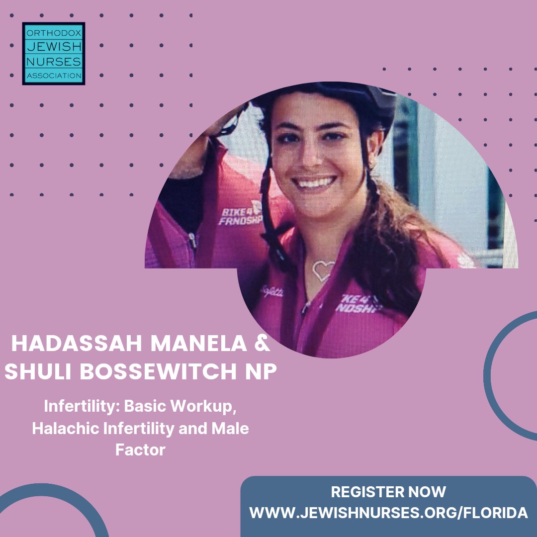 jewish_nurses's tweet image. Infertility discussed at our upcoming nursing conference on February 28th by Hadassah Manela and Shuli Bossewitch NP. 

Looking forward to this great presentation! 

@NishmatNews @BoneiOlam #infertility #malefactor