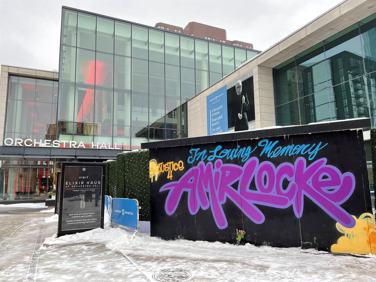 We are proud to partner with Juxtaposition Arts to create a memorial wall for Amir Locke in this space where his name was spray painted on Friday morning outside of Orchestra Hall.