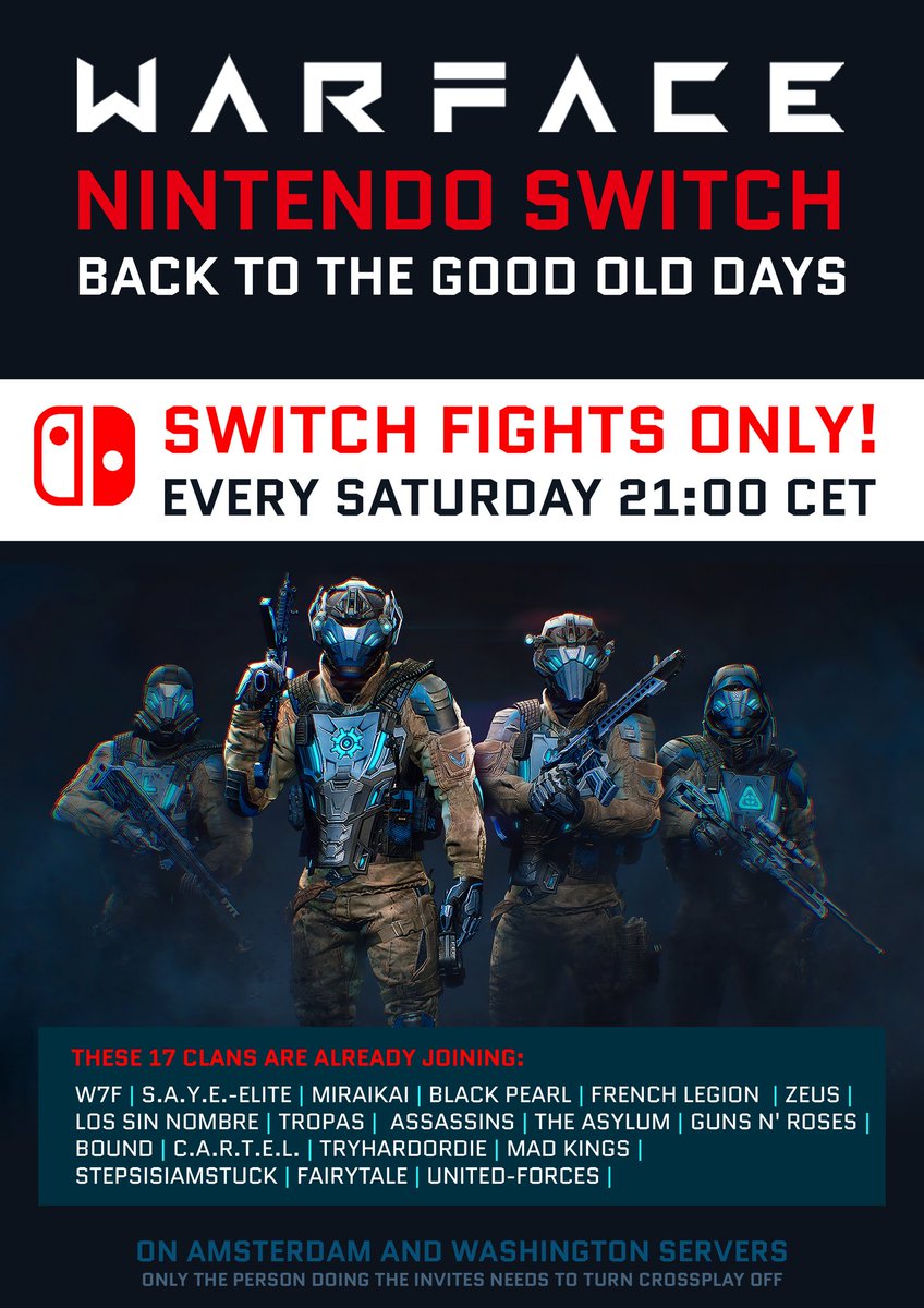 BloodRe63997085's tweet photo. Hello @Warface players !! Just a reminder for the #NintendoSwitch community 😎

Hope seeing you next Saturday 😉

- Credits : @_SushiNinja 😍 https://t.co/7mImmpVrDe