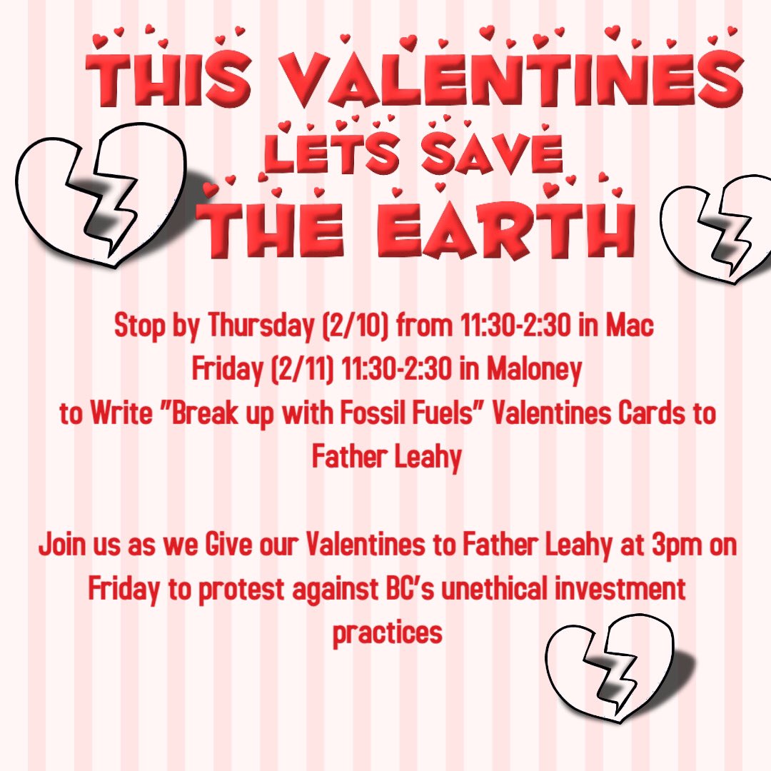 BIG ANNOUNCEMENT IS HERE protest with us on Friday at 3pm to ask <a href="/BostonCollege/">Boston College</a> to divest from fossil fuels!!