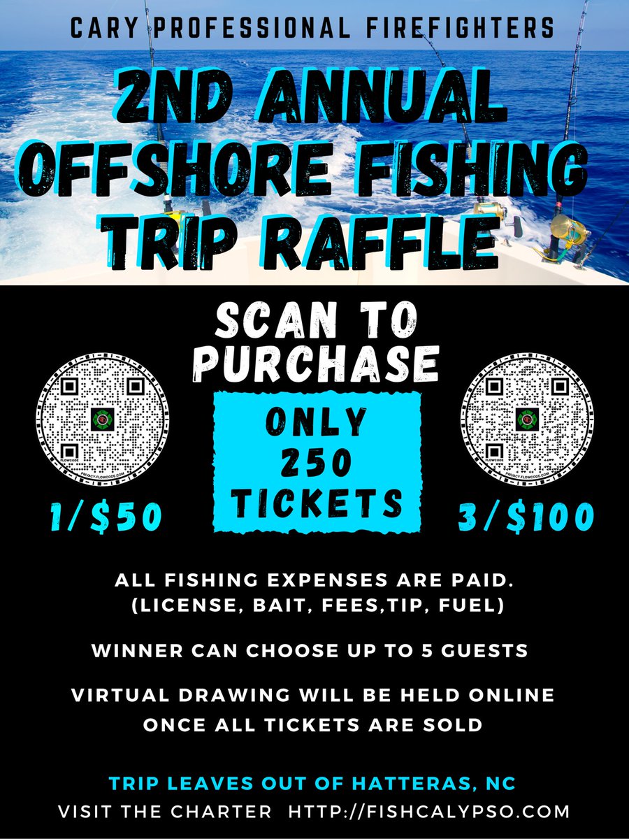 CpffaLocal4103's tweet photo. @CpffaLocal4103 is excited to announce the 2nd Annual Offshore Fishing Trip Raffle. The links for tickets are posted below. If you have any further questions please contact cpffa4103.president@gmail.com 

1 for $50- https://t.co/7TvvKvpTNU 
3 for $100 https://t.co/uacIMtix9u https://t.co/fKmjrX5zan