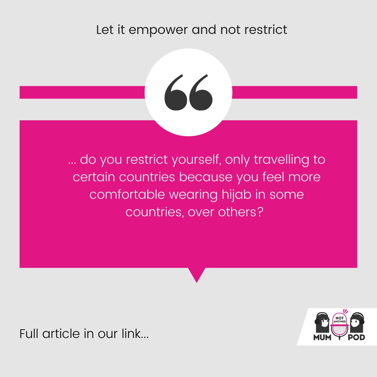 Does wearing hijab form part of the decision making process in deciding where to travel? 

Would love to hear your thoughts

Article: muslimmamas.com/hijabi-holiday…
#hijab #worldhijabday #modesty #islamophobia #travel #holiday #family #safety #islam #mumpod  #beautifuldestinations #mum