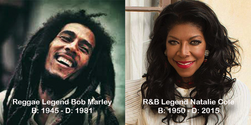 Today in YOUR Black History! Happy Birthday to musical artists Bob Marley (1945) and Natalie Cole (1950)! 