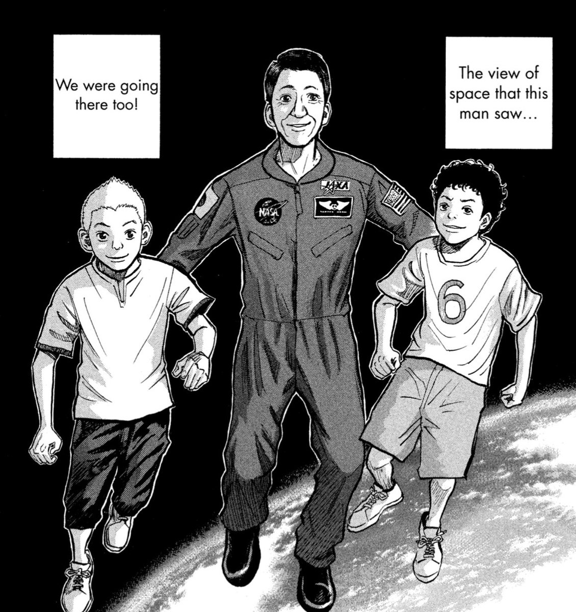宇宙兄弟で学ぶ英会話
#宇宙兄弟英会話 !
今週も宜しくおねがいします🧐

子供の頃のムッタが描いた未来の夢。
英語では、どう表現されるのでしょうか? 