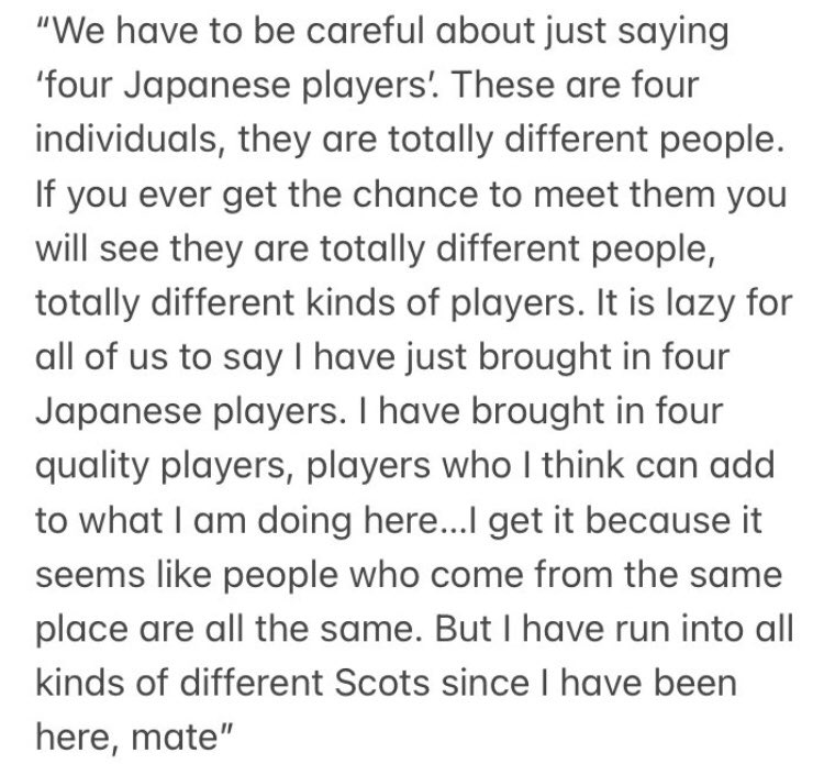 Great quote from Ange. Never ever judge ability on nationality, nor pigeonhole due to a passport. There’s a few here that should take heed of this too…
