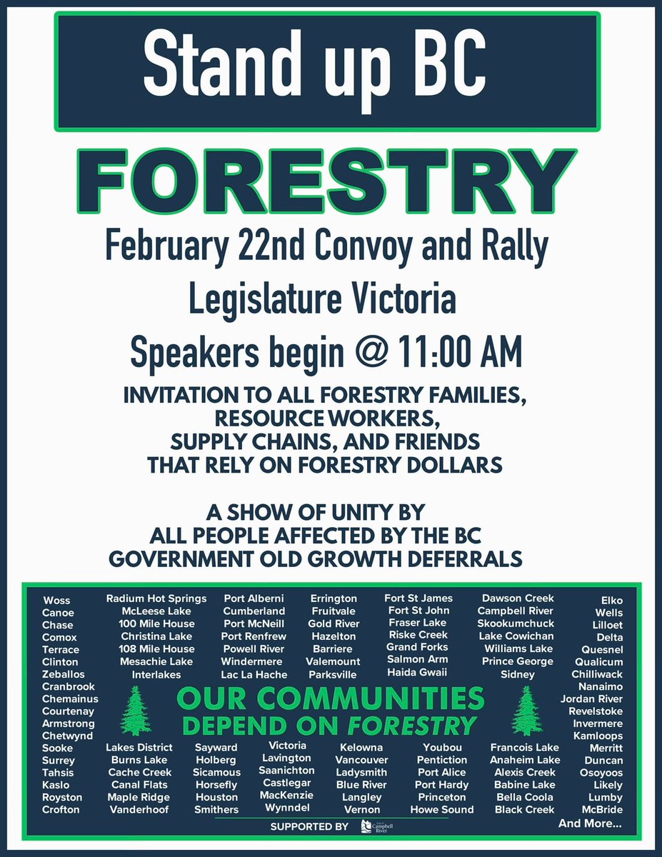 Resource_Works's tweet photo. The next pro-forestry rally, at the legislature on provincial budget day: https://t.co/joNSyxHatt