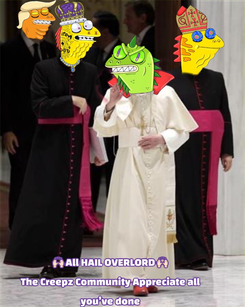 ALL HAIL OVERLORD @CBCreepz  WE APPRECIATE EVERYTHING YOU HAVE DONE. A BIG THANKS FROM THE CREEPZ COMMUNITY 🥶🩸🦎 #CreepzStrongerTogether #NTFs  <a href="/Privacy_Power/">Ultra</a> @RR22_NFT