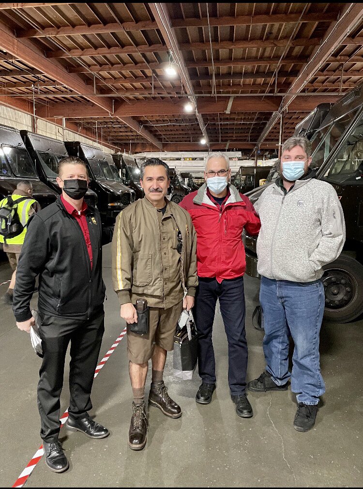 ErniePenaranda's tweet photo. @UPSNorCalSafety - Concord UPS recognizing Heart ❤️ Health day and celebrating with 36 years of service and Circle ⭕️ of Honor recipient Juan Lazarin. Safety Committee members cooking up healthy pancakes 🥞 for the Center. https://t.co/5SsEfGFtyz
