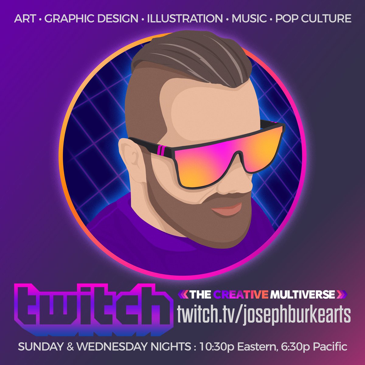 JosephBurkeArts's tweet photo. Going live tonight on The Creative Multiverse only on @twitch! Come hang 10:30 eastern tonight as we draw some vector artwork digitally on the iPad Pro. #josephburkearts #twtich #artstream #graphicdesign #artist #thecreativemultiverse #streamer #VectorArt #Synthwave https://t.co/yqjXhFAL1V