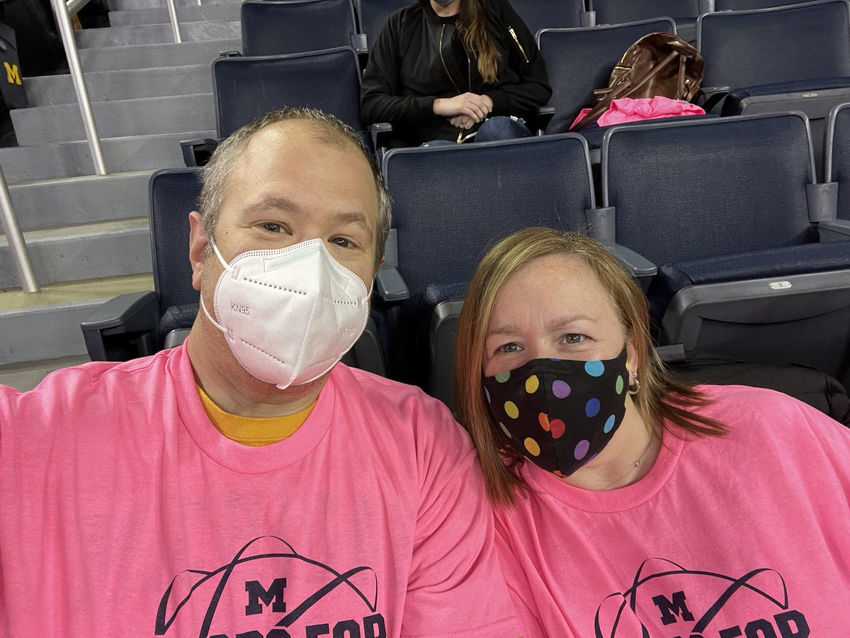 thelonns's tweet photo. Ready to cheer on @umichwbball in our  #pink getup. Let’s Go Blue and beat #cancer and those Hawkeyes too! #crislerlive https://t.co/x3ydaxcMNZ
