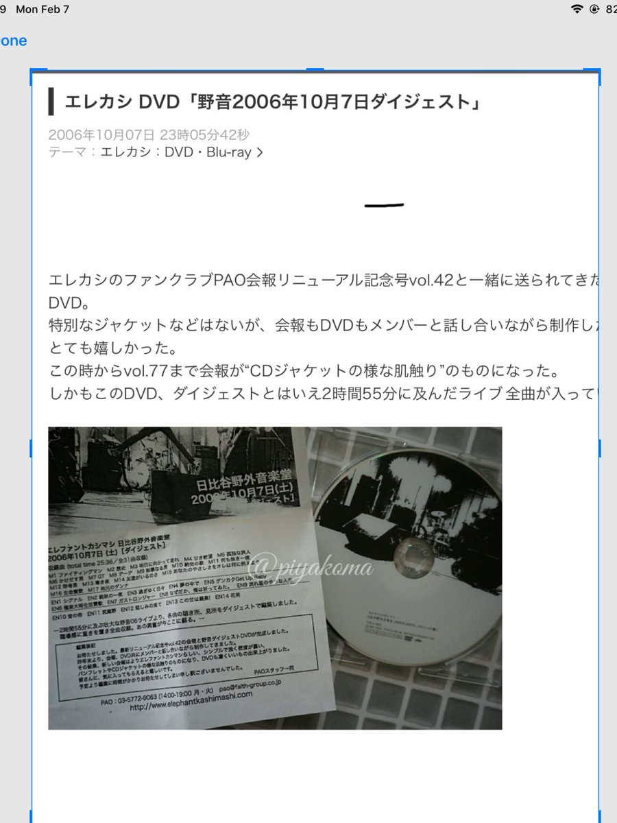 エレファントカシマシ 野音LIVE DVD ファンクラブ会報特典-