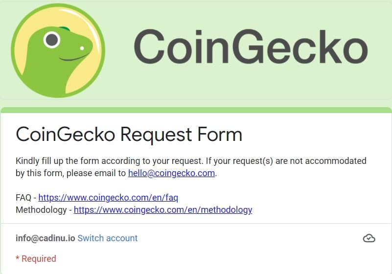 CADINUDAO's tweet image. 🔥We applied for the listing CADINU TOKEN on CoinGecko!🚀
#CadinuForever
#Listings #CADINU #Canadian_Inuit_Dog #LATOKEN
#memecoin #1000xgem #Canadian #binance #coinbase #cryptocurrency #crypto #listing_announcement #CoinGecko #CMC