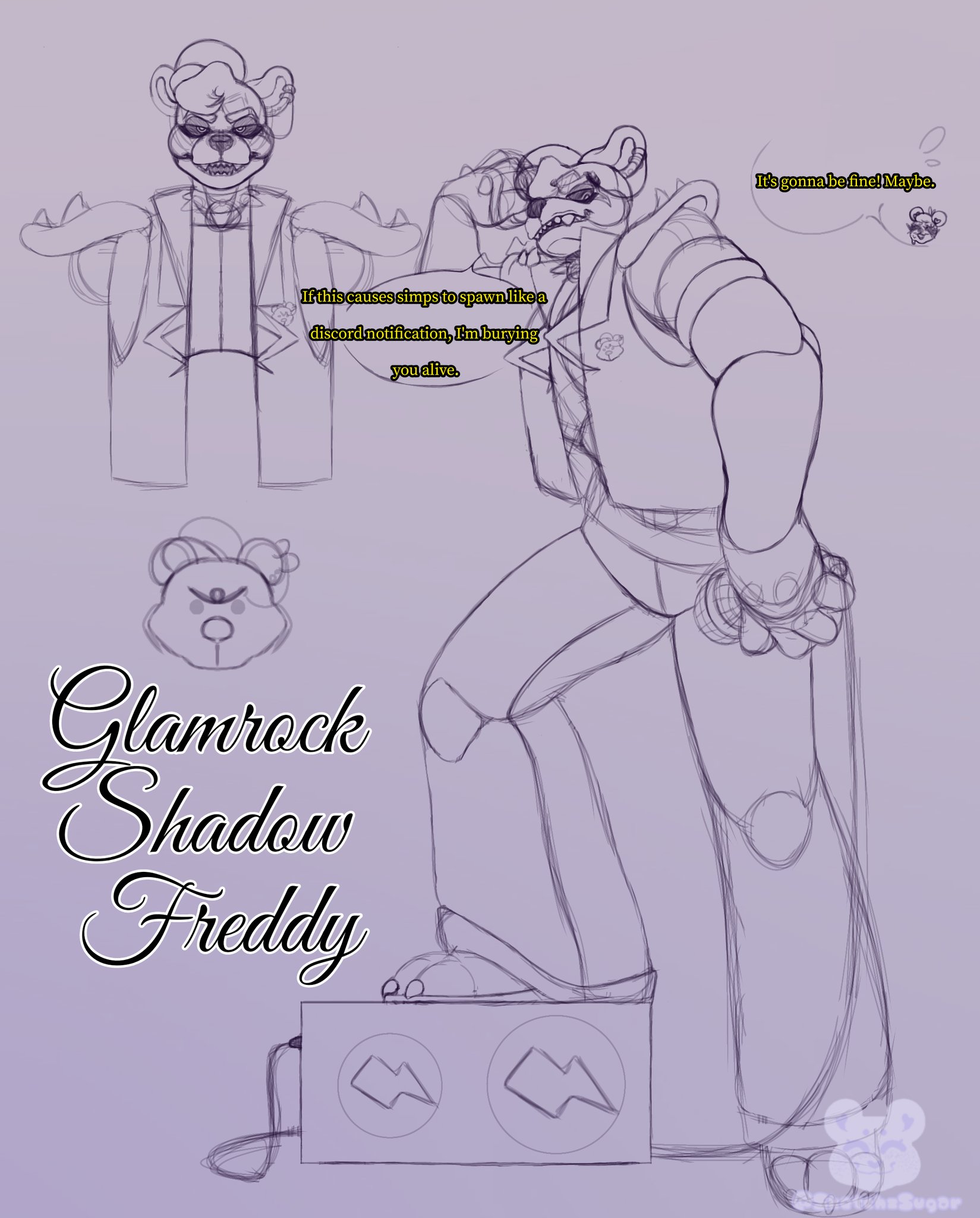 💜SugarSketchz💛 on X: He's done! Meet my Glamrock Shadow Freddy!!  #fnafsecuritybreach #fnaffanart #FNaF2 #ShadowFreddy   / X