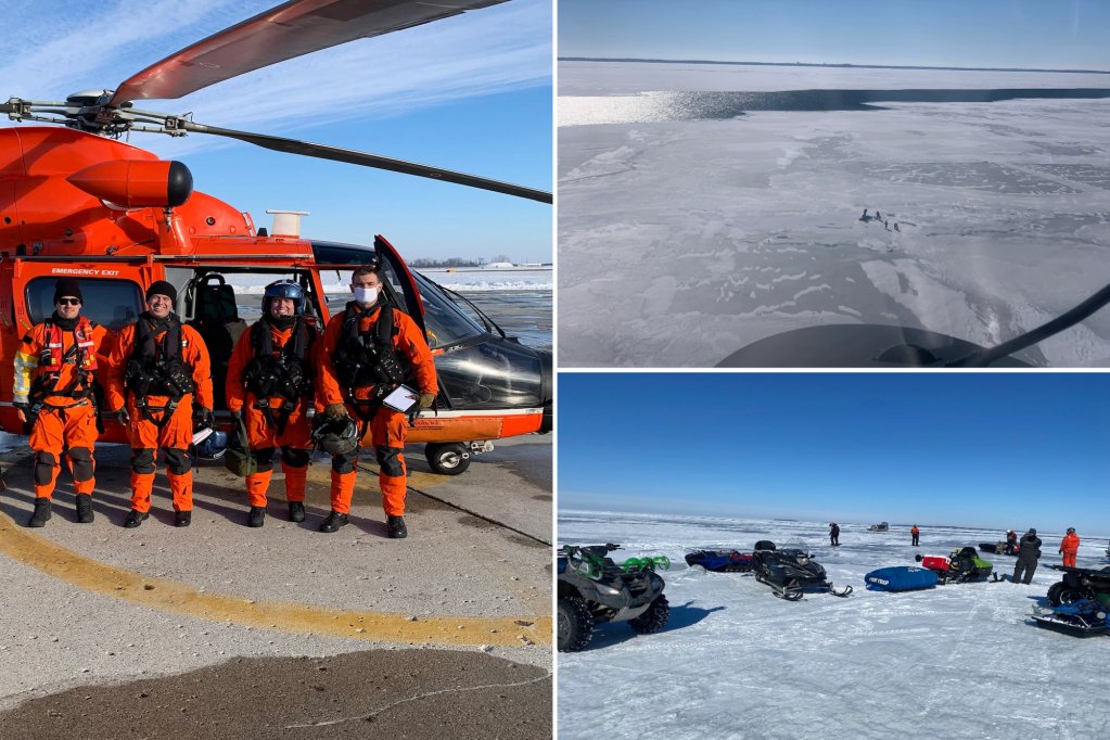 nypost's tweet photo. 18 people rescued from ice floe on Lake Erie https://t.co/vOhgYcwZAI https://t.co/y017toahKI
