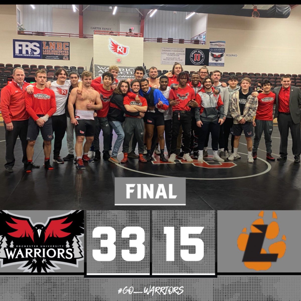 RCUWarriorWrest's tweet image. WARRIORS WIN over nationally ranked #18 Lourdes University‼️‼️