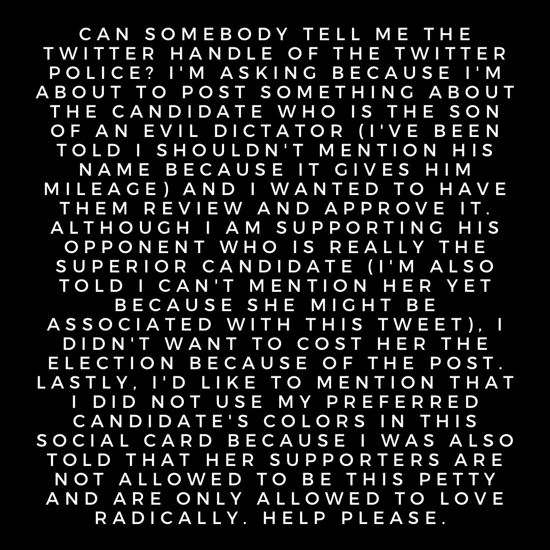 oslecjunior's tweet photo. Crowdsourcing. Asking for me.
I didn’t want to be quote tweeted and humiliated here because maybe sending me a DM is too much for some.
#SARCASM #Rhetorical #NoReplyNeeded #JustVenting #ItIsGettingAbsurd #WalkingOnEggshellsAllTheTime #FrustratingNa #MaybeBetterToJustKeepQuiet https://t.co/8wfZFjY7RF