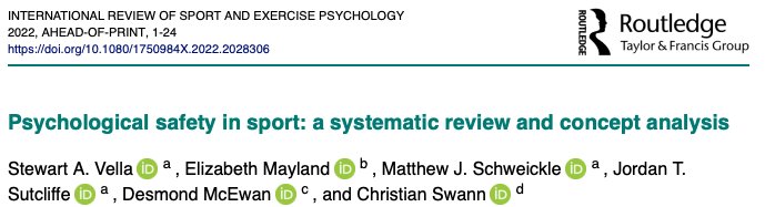simon_rosenbaum's tweet image. &quot;psychological safety in sport is the perception that one is protected from, or unlikely to be at risk of, psychological harm&quot;

Kudos @stewartvella @mattschweickle @DesmondMcEwan @cswannpsych &amp;amp; team on this fantastic review

tandfonline.com/doi/epub/10.10…