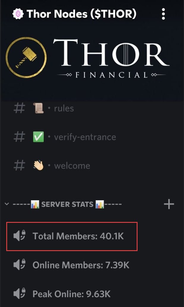 #Asgardians, we broke 40,000 members on our Discord! ⚡⚒️

We are growing exponentially fast, with several thousand people joining every day. 🥳

When we hit 50,000 members, I will do a giveaway. 👀

#ThorFinancial #ThorNodes #NaaS #DaaS #DeFi #Node #Nodes #ThorArmy $Thor