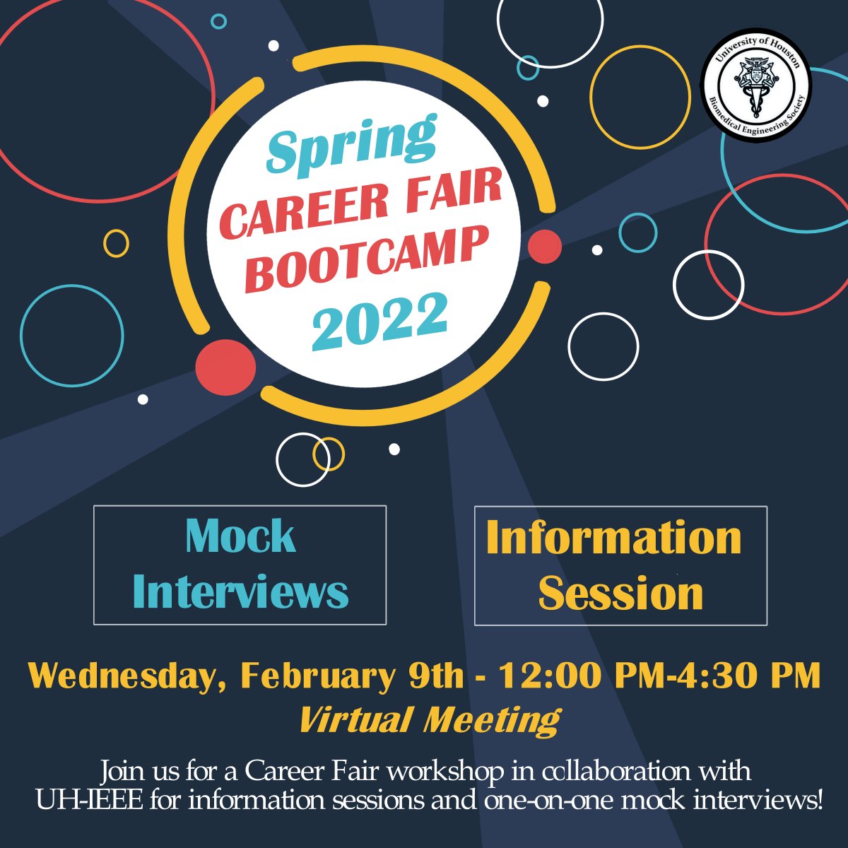 Don't know where to begin when it comes to Career Fairs? Join us for a Virtual Career Fair Bootcamp for an information session and one-on-one mock interviews to help you prepare for meeting employers, recruiters and hiring managers.
Zoom link: shorturl.at/akmBH