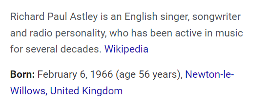 Happy Birthday, Rick Astley. 