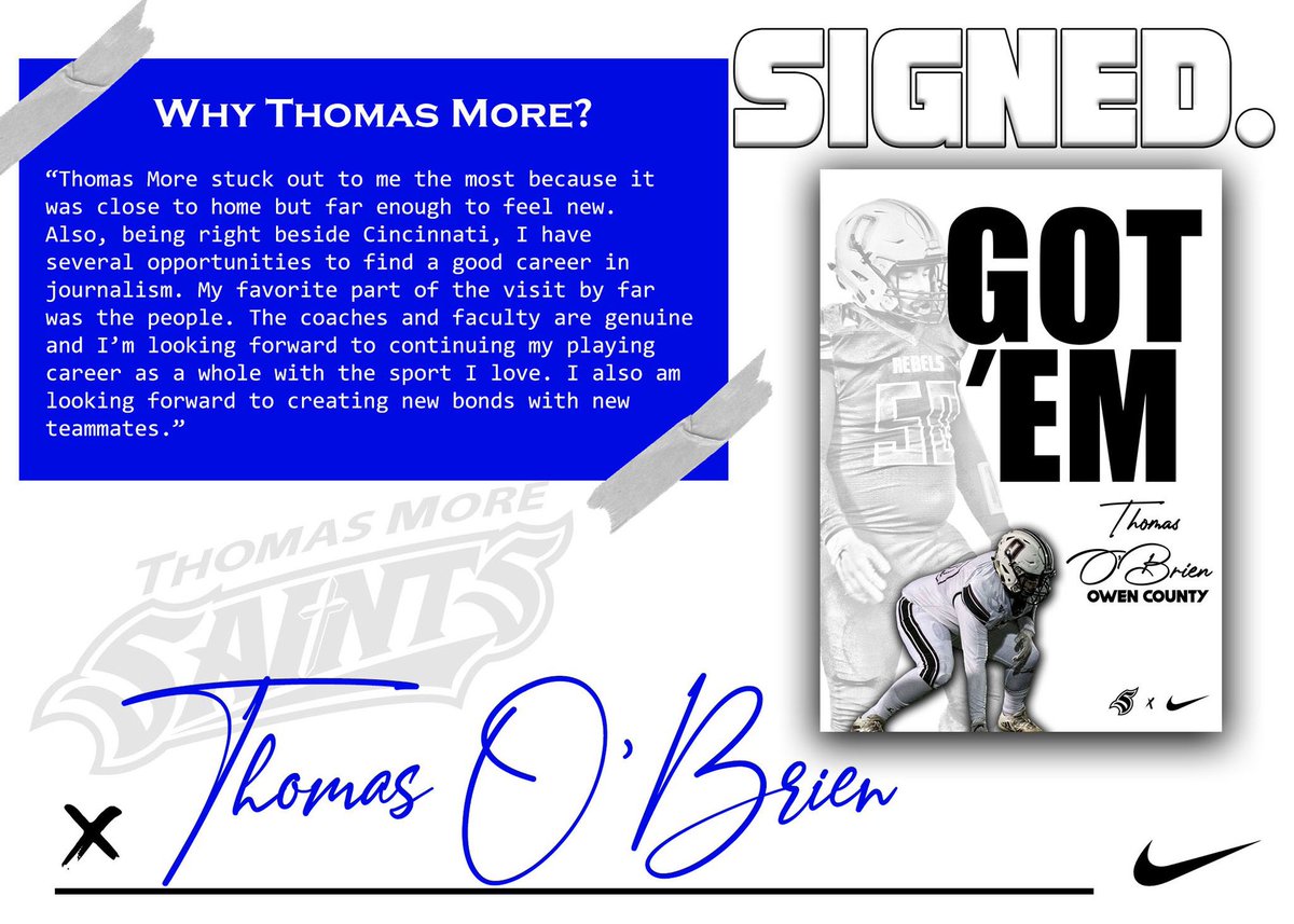 Tomorrow before the Lady Rebels game vs Trimble County our guy @figgynumber50 will be recognized for his signing to Thomas More University.

#OCFB
#WEareOC
#REPtheO