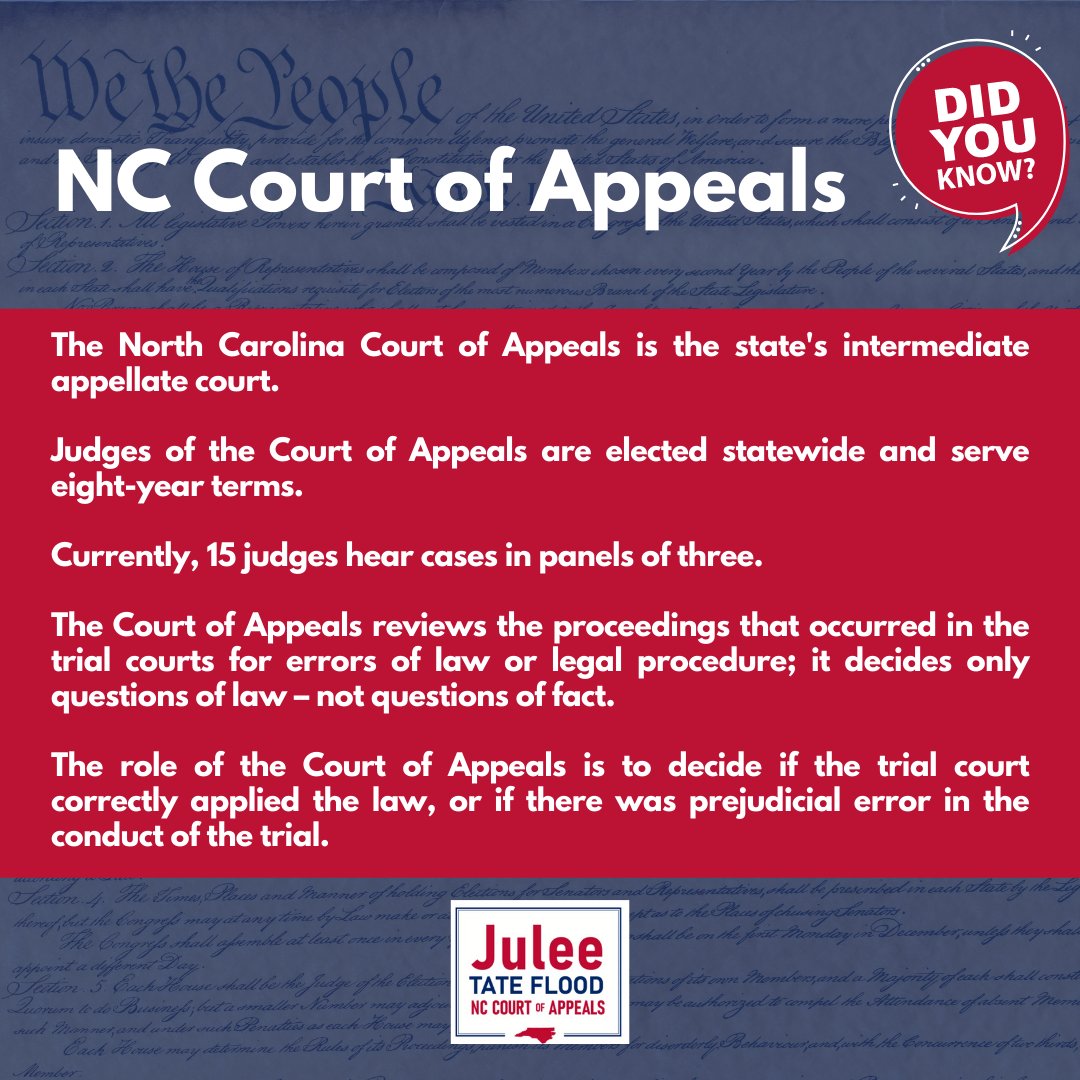 juleeforjudge's tweet image. I am honored to be running for the North Carolina Court of Appeals in the 2022 election cycle. #nccourts #juleeforjudge