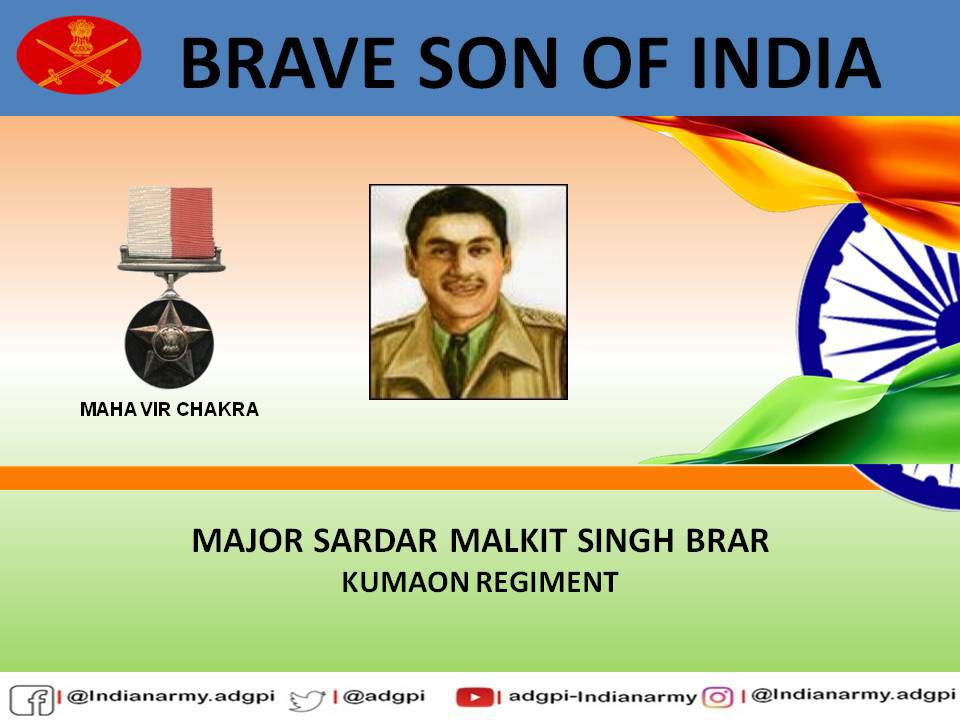 adgpi's tweet photo. 07 February 1948

Major SM Singh Brar not only led his troops during successful capture of enemy post in #Poonch Sector but also thwarted enemy counter-attacks. Displayed bravery &amp; leadership. Posthumously awarded #MahaVirChakra. 
https://t.co/V938oLDJSS
#AmritMahotsav https://t.co/78tay2LZQc