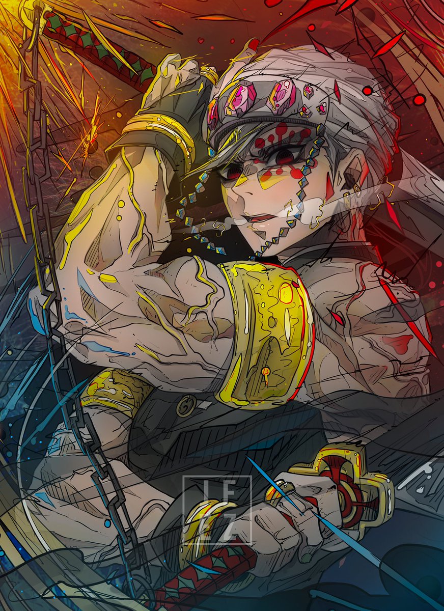 jeezartzz's tweet image. The FLAMBOYANT Sound Hashira ✨⚡️ #art #uzuitengen #demonslayer #anime