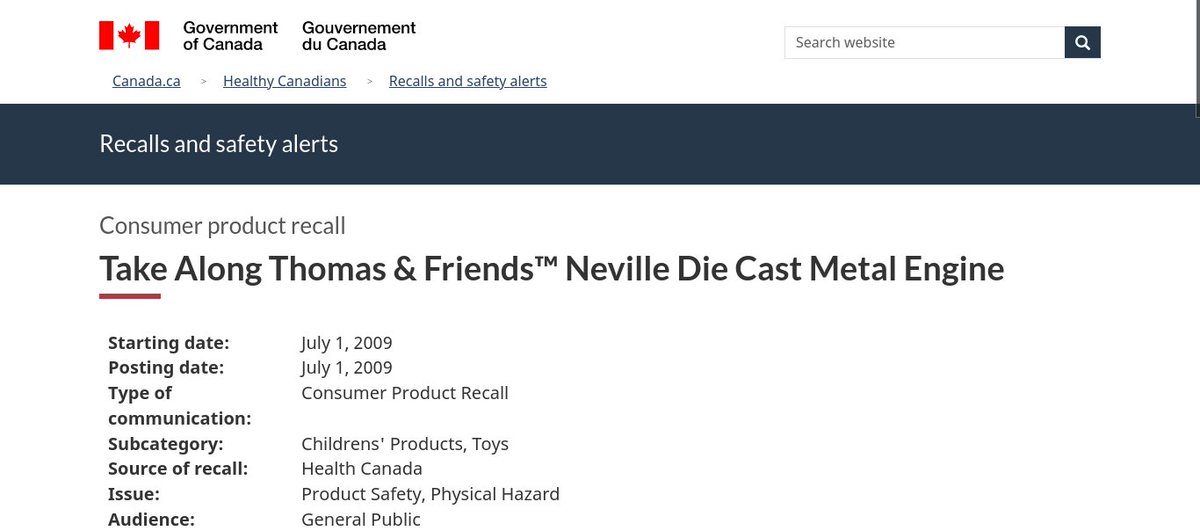 BradyLikesTrain's tweet photo. So today I learned that in 2009, Take Along Neville toys were recalled in Canada because of a small component that could break off and pose choking hazards to young children 

https://t.co/FXPCnyiygc

https://t.co/7XH3TpewlY https://t.co/35b12TX0xm