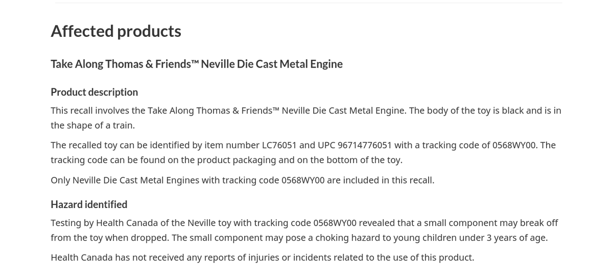So today I learned that in 2009, Take Along Neville toys were recalled in Canada because of a small component that could break off and pose choking hazards to young children 

recalls-rappels.canada.ca/en/alert-recal…

rc2canada.ca