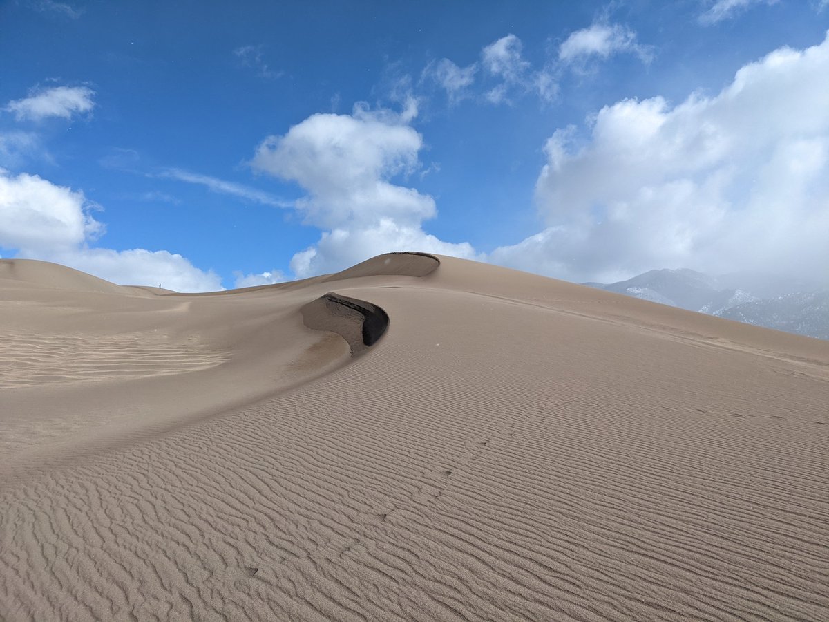 WriterDPDouglas's tweet photo. I didn't expect to find so much inspiration for the desert setting of #DeathWIP in wintry Colorado, but this morning, the dunes delivered! https://t.co/Wlu1i17rqF
