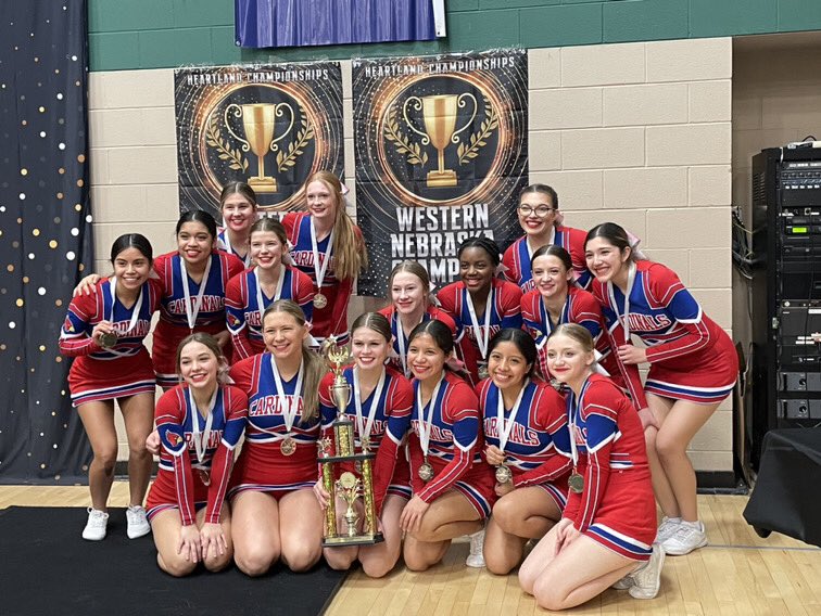 CreteCheer's tweet image. 🥇HEARTLAND CHAMPIONSHIP            ❤️Class B Game Day Champs!
💙Western Nebraska Highest Point Routine
🤍Judges award: Energy and Performance
So thankful for this opportunity and hoping to take this energy into our state championship on February 17th! #gocards