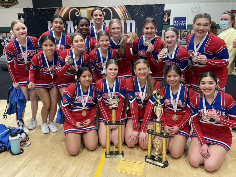 CreteCheer's tweet image. 🥇HEARTLAND CHAMPIONSHIP            ❤️Class B Game Day Champs!
💙Western Nebraska Highest Point Routine
🤍Judges award: Energy and Performance
So thankful for this opportunity and hoping to take this energy into our state championship on February 17th! #gocards