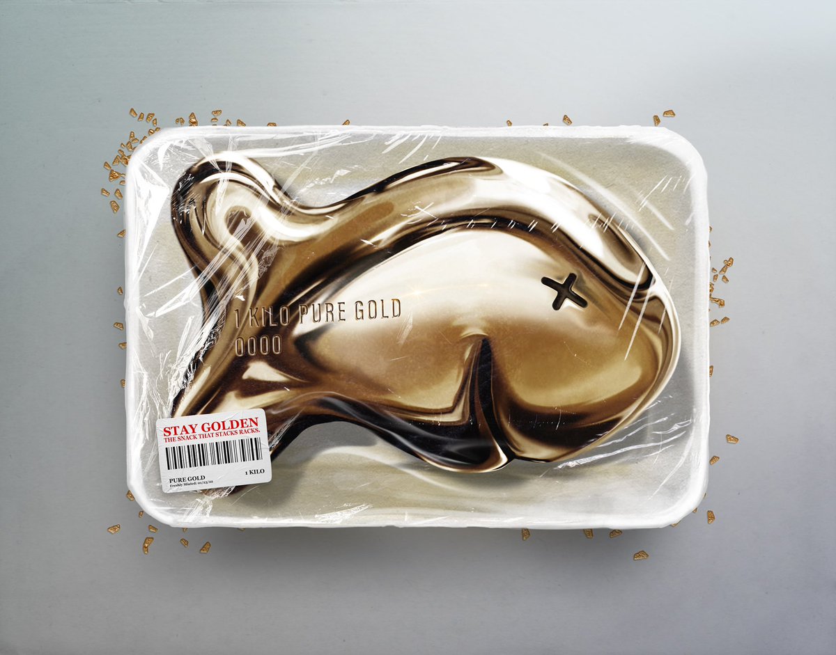 ajwilldesign's tweet photo. The Snack that stacks racks available on open sea. Made up of 1 kilo of pure digital gold. Each individual piece has a unique serial number. #NFTCommunity #nftcollector #NFTart  #ajwilldesign

https://t.co/aHJ7n1GBma https://t.co/bXRK0uOCQM