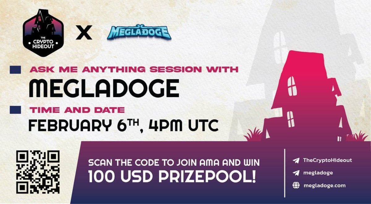 🔥🎤 [VOICE AMA] 🎤🔥

@TheCryptoHideout X @MeglaDoge

$100 BUSD Giveaway! Trophy
 
1. Attend AMA.

2. Join @MeglaDoge and @TheCryptoHideout Telegram groups! 

3. Join announcements channel: t.me/TheCryptoHideo…